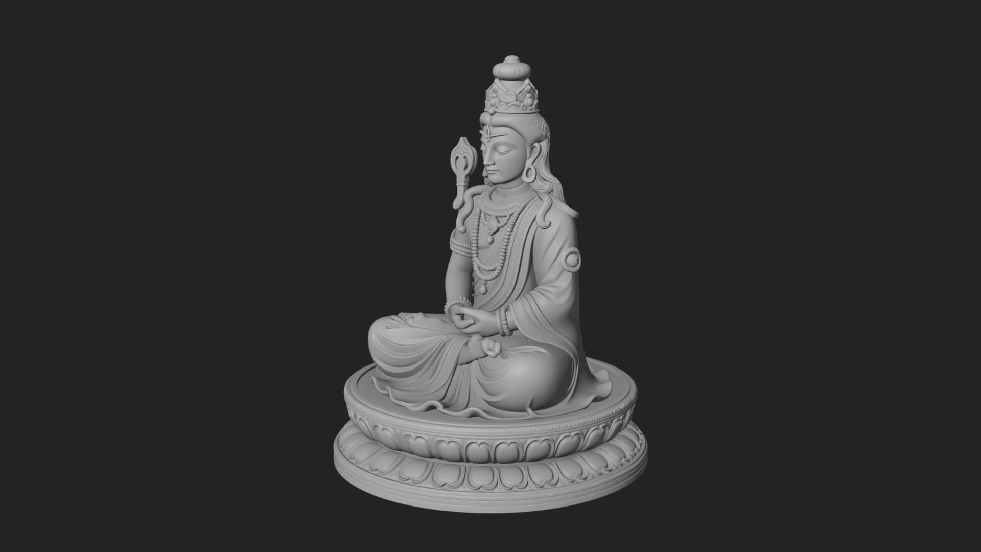 Seated Shiva on Lotus Statue Design 2 3D Print Model 3D Model