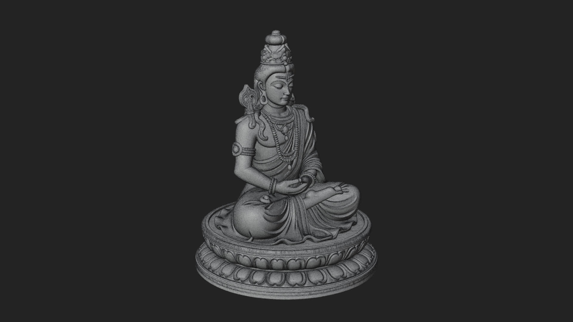 Seated Shiva on Lotus Statue Design 2 3D Print Model 3D Model