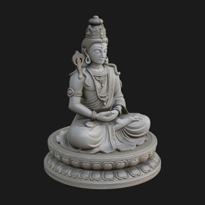 Seated Shiva on Lotus Statue Design 2 3D Print Model