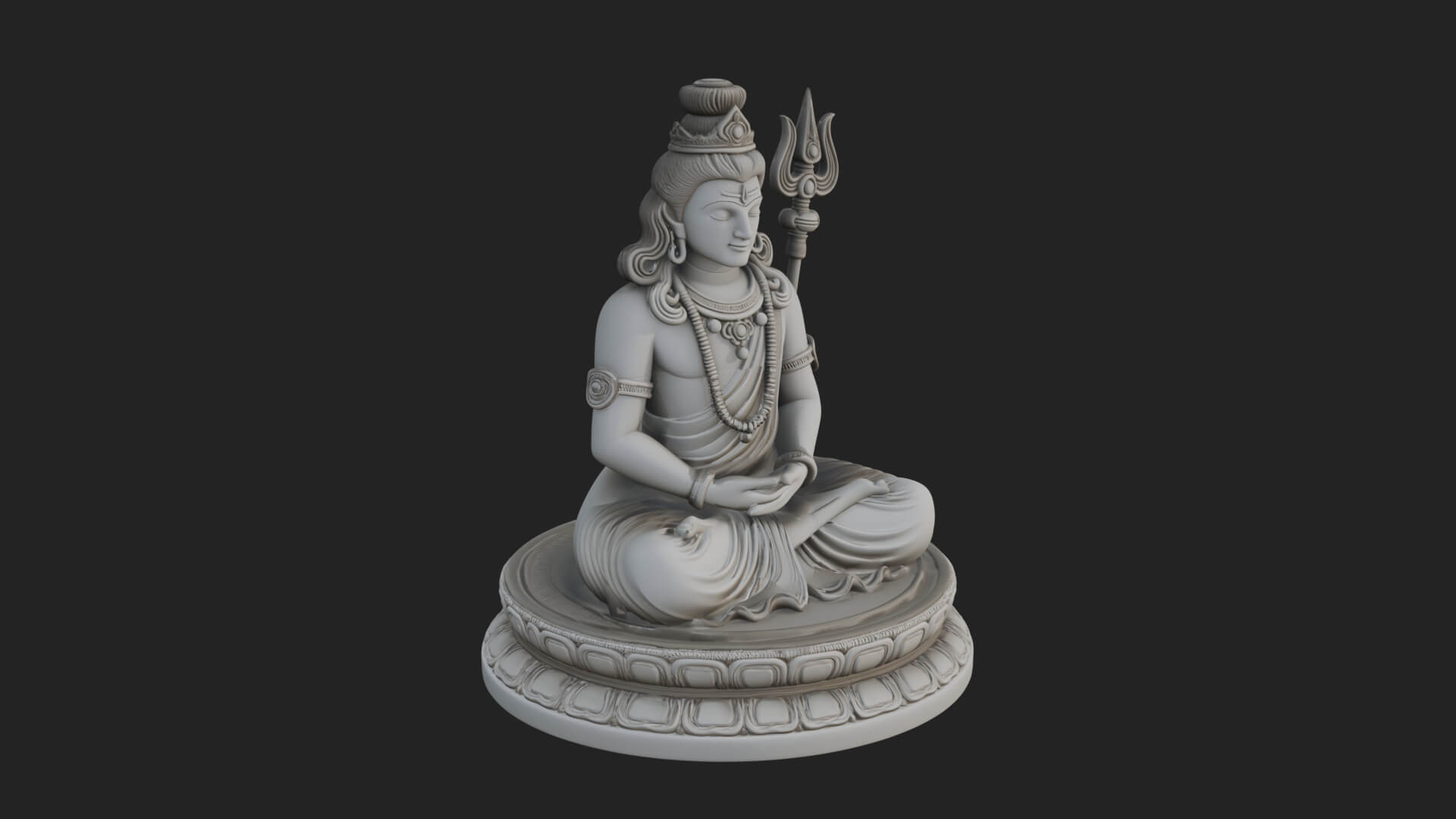 Seated Shiva on Lotus Statue Design 3 3D Print Model 3D Model