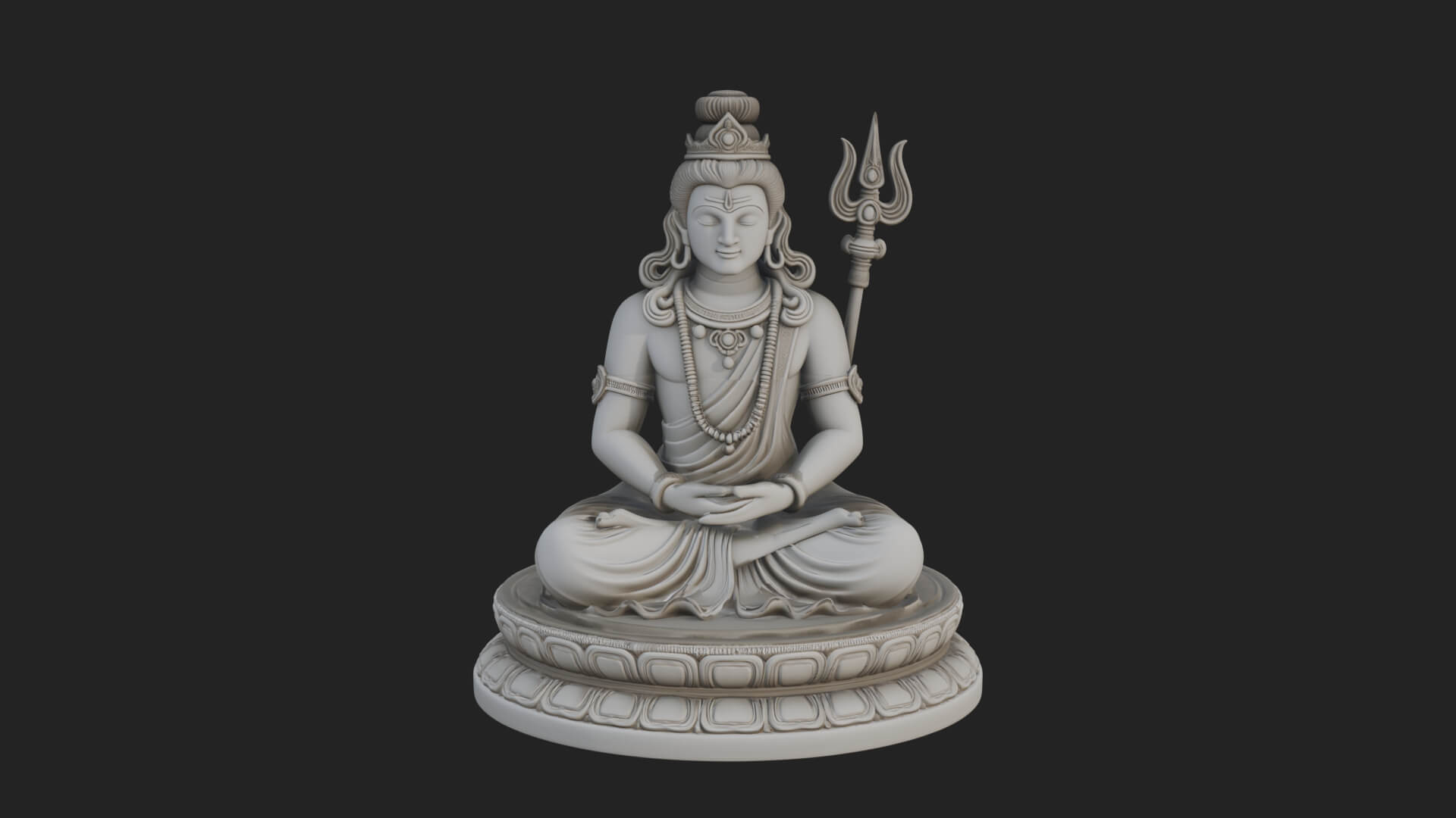 Seated Shiva on Lotus Statue Design 3 3D Print Model 3D Model