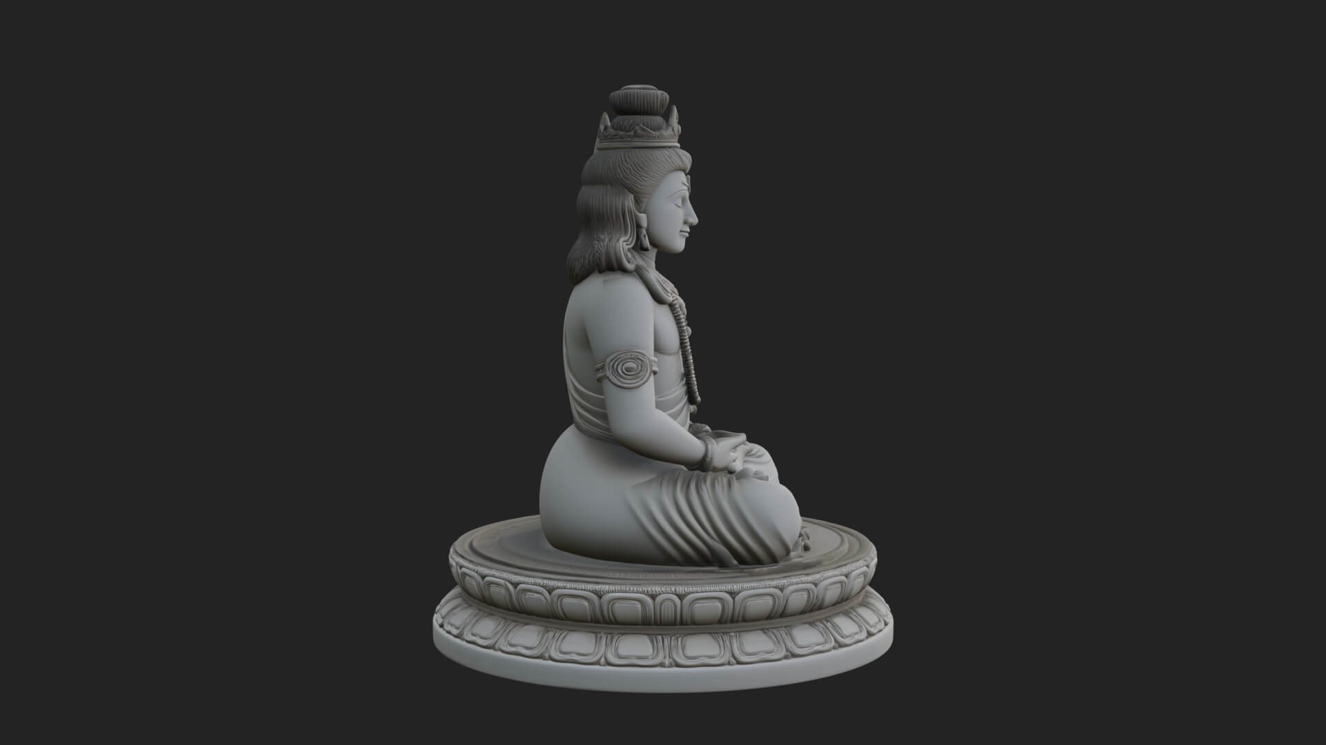 Seated Shiva on Lotus Statue Design 3 3D Print Model 3D Model