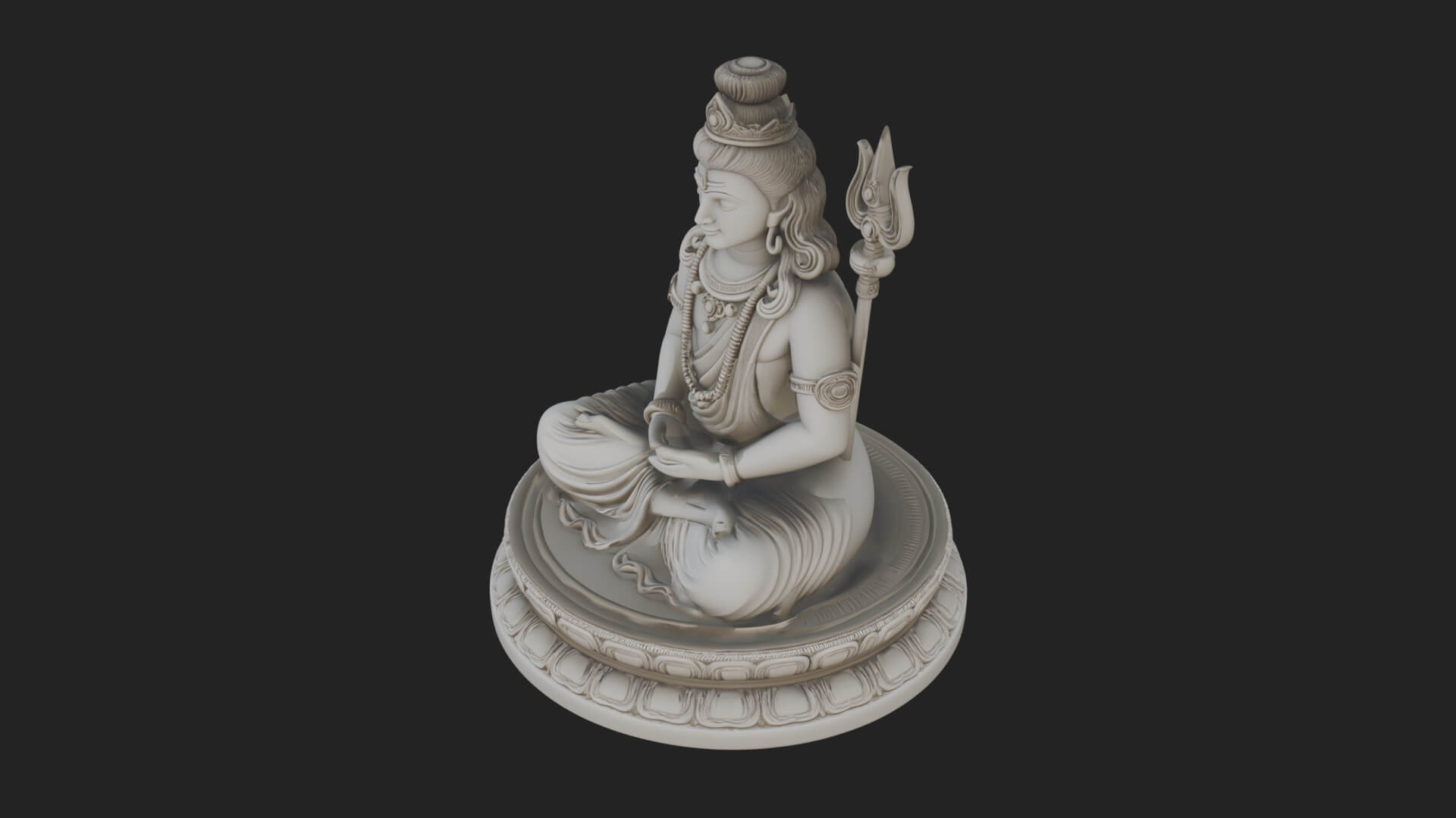 Seated Shiva on Lotus Statue Design 3 3D Print Model 3D Model