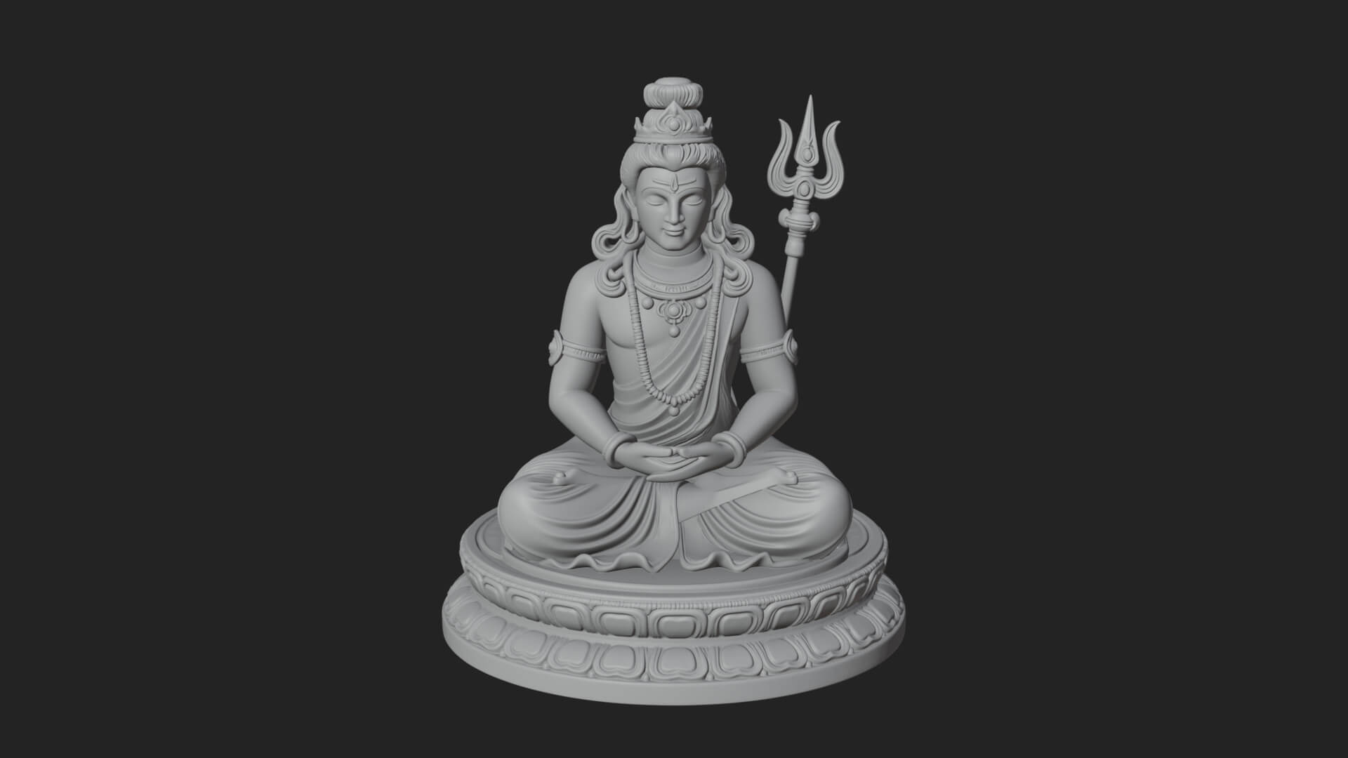 Seated Shiva on Lotus Statue Design 3 3D Print Model 3D Model