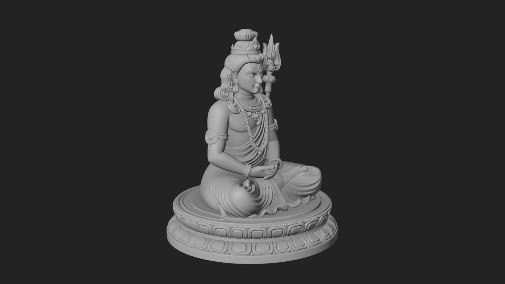 Seated Shiva on Lotus Statue Design 3 3D Print Model 3D Model