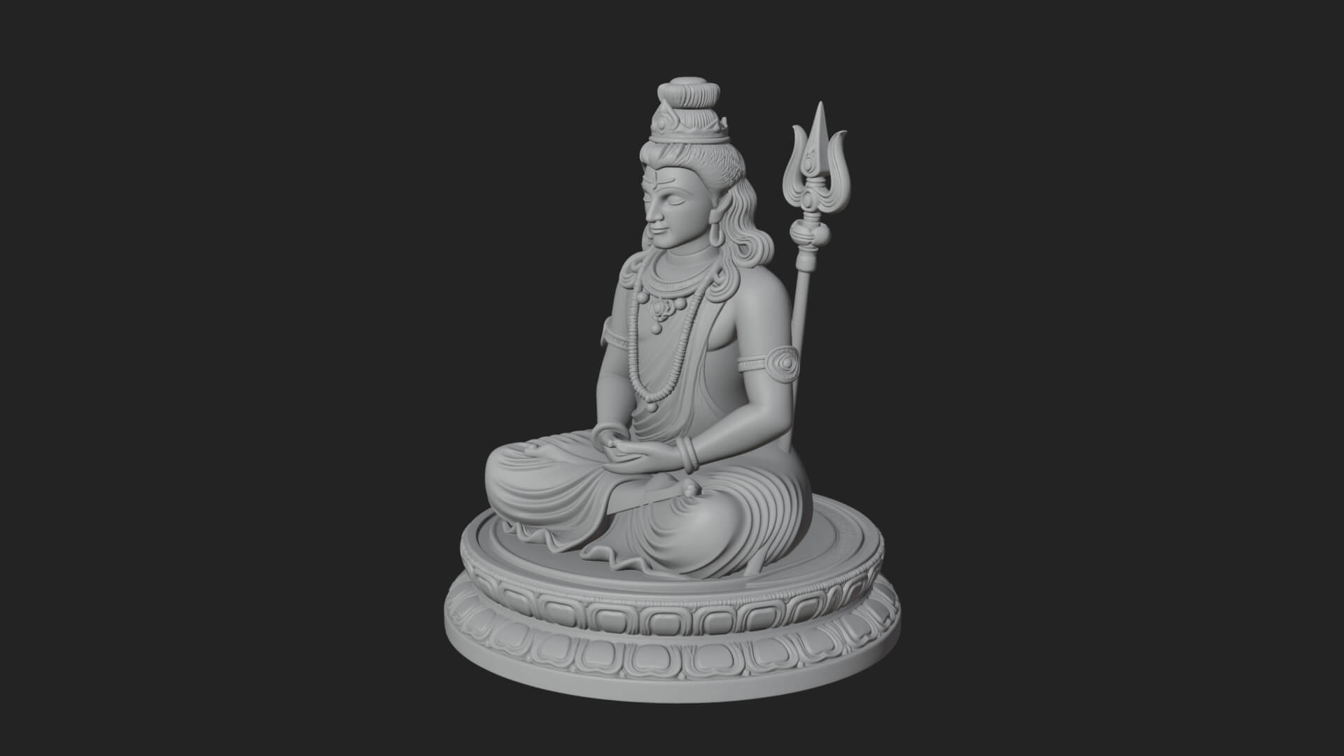 Seated Shiva on Lotus Statue Design 3 3D Print Model 3D Model