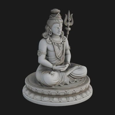 Seated Shiva on Lotus Statue Design 3 3D Print Model