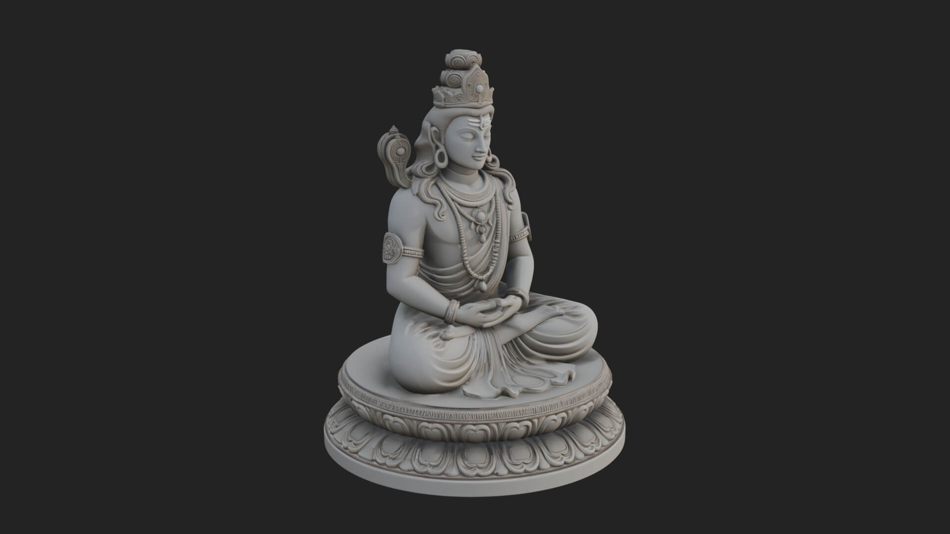Seated Shiva on Lotus Statue Design 4 3D Print Model 3D Model