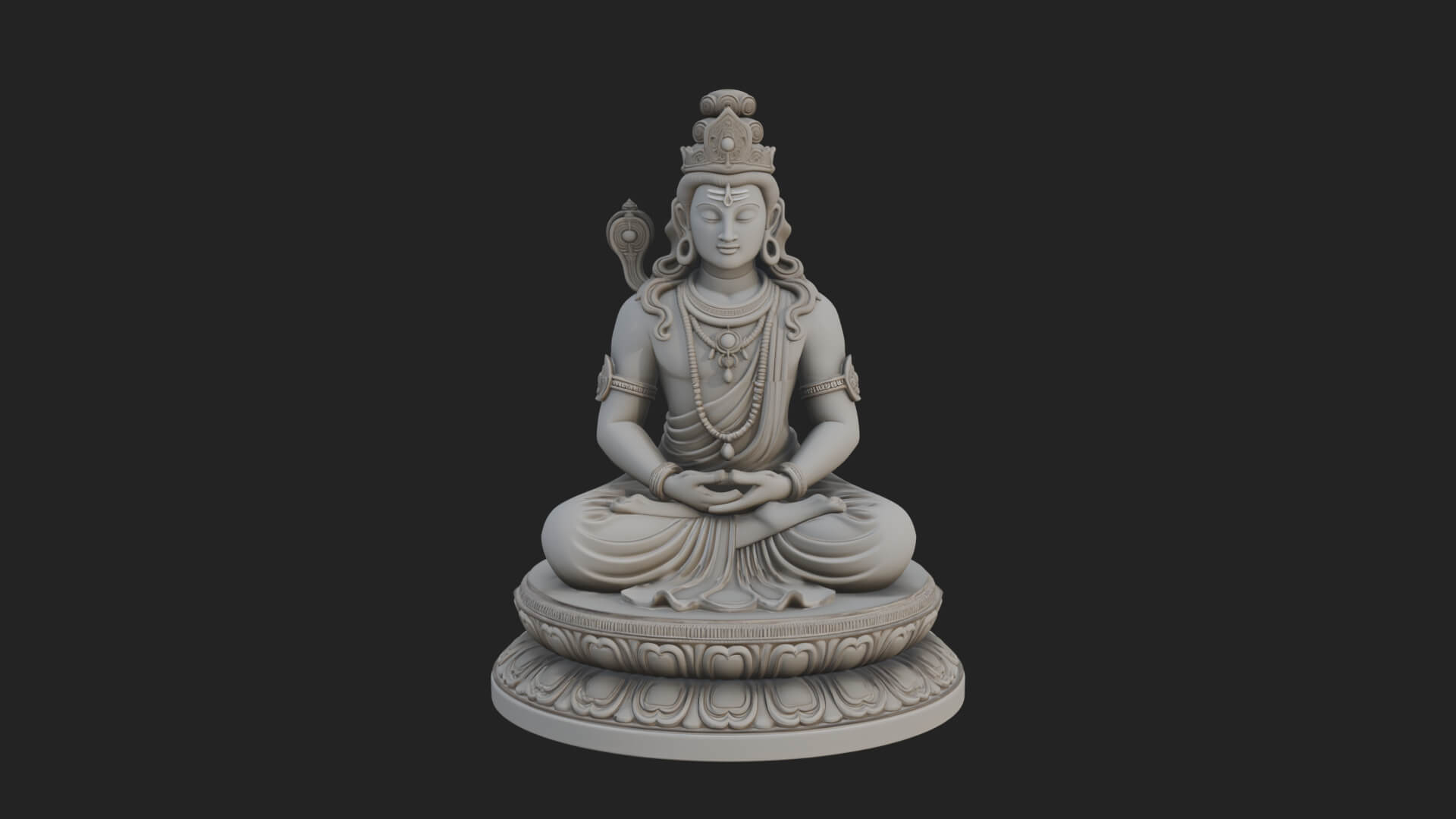 Seated Shiva on Lotus Statue Design 4 3D Print Model 3D Model