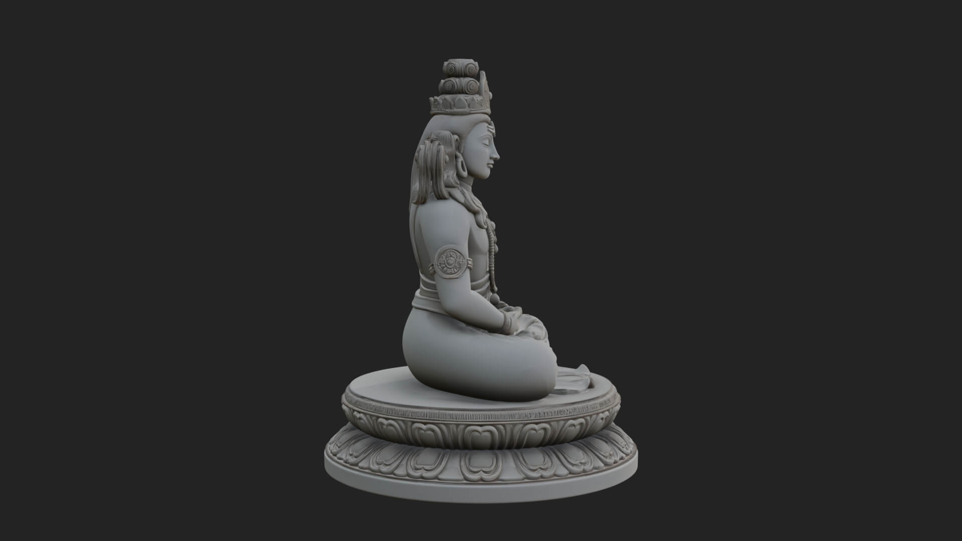 Seated Shiva on Lotus Statue Design 4 3D Print Model 3D Model