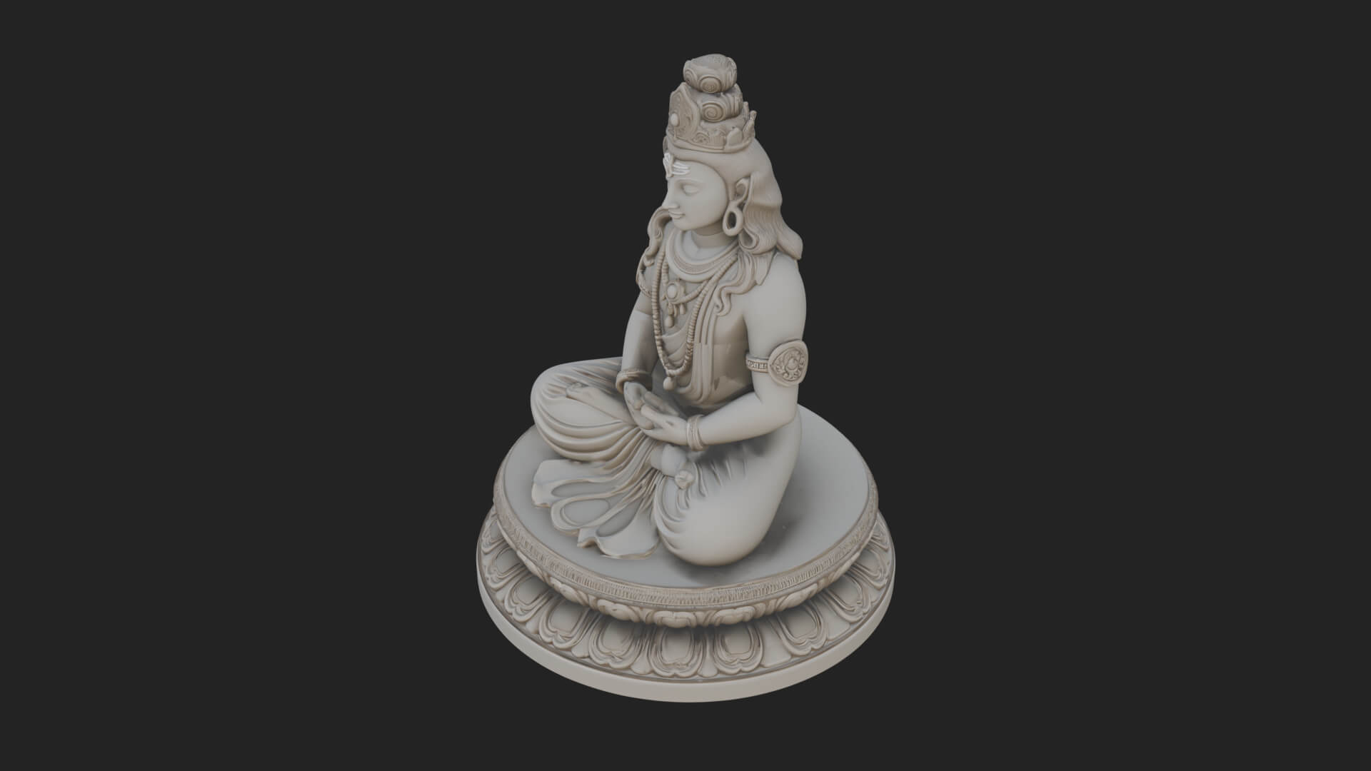 Seated Shiva on Lotus Statue Design 4 3D Print Model 3D Model