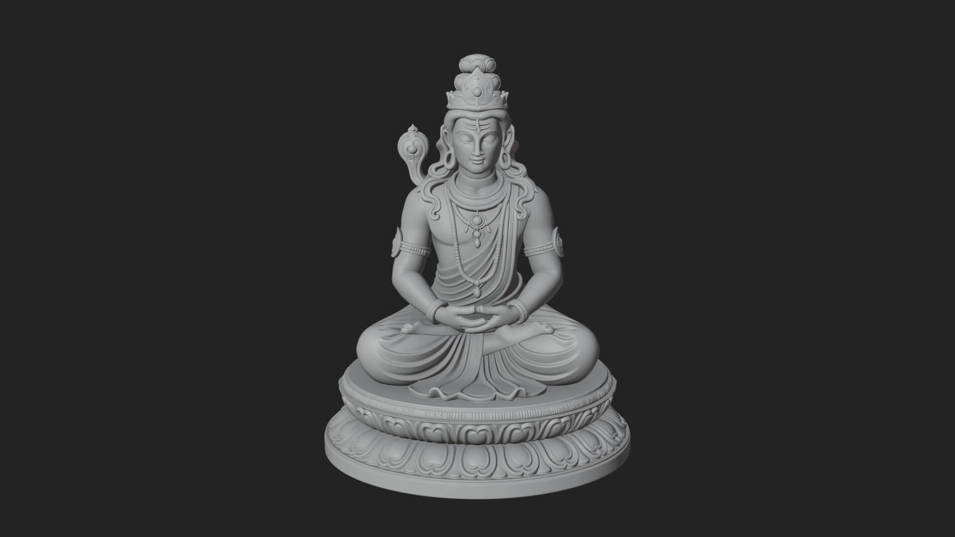 Seated Shiva on Lotus Statue Design 4 3D Print Model 3D Model