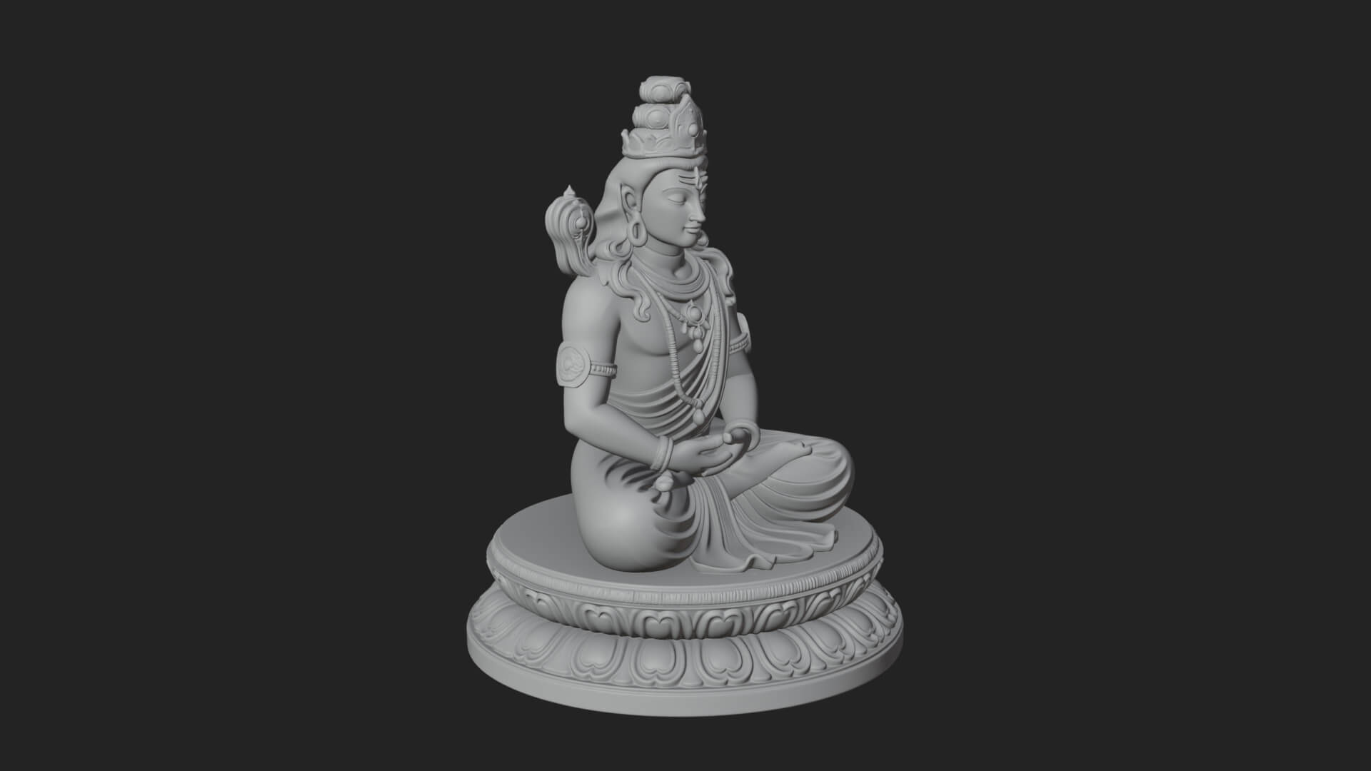Seated Shiva on Lotus Statue Design 4 3D Print Model 3D Model