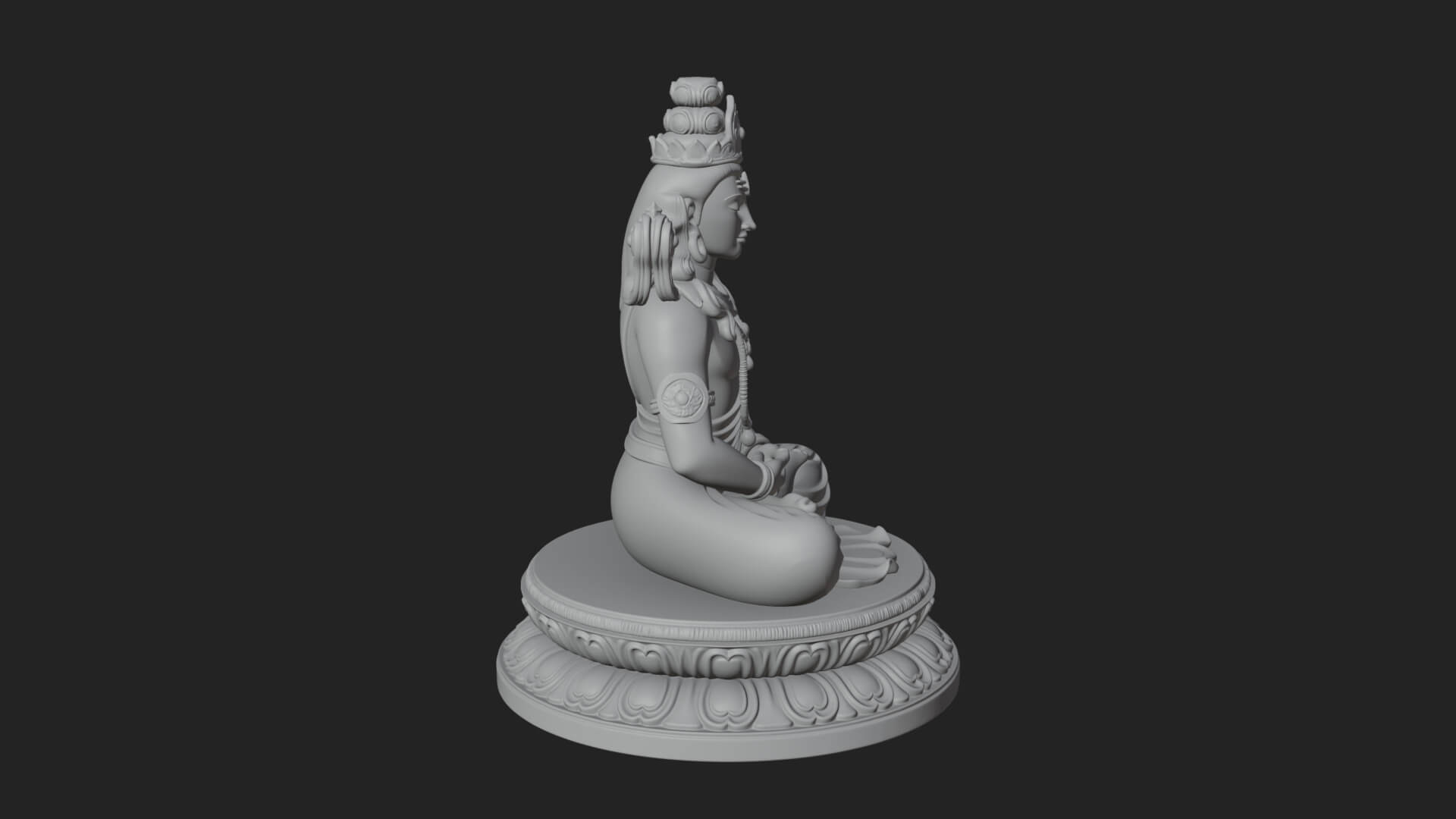Seated Shiva on Lotus Statue Design 4 3D Print Model 3D Model