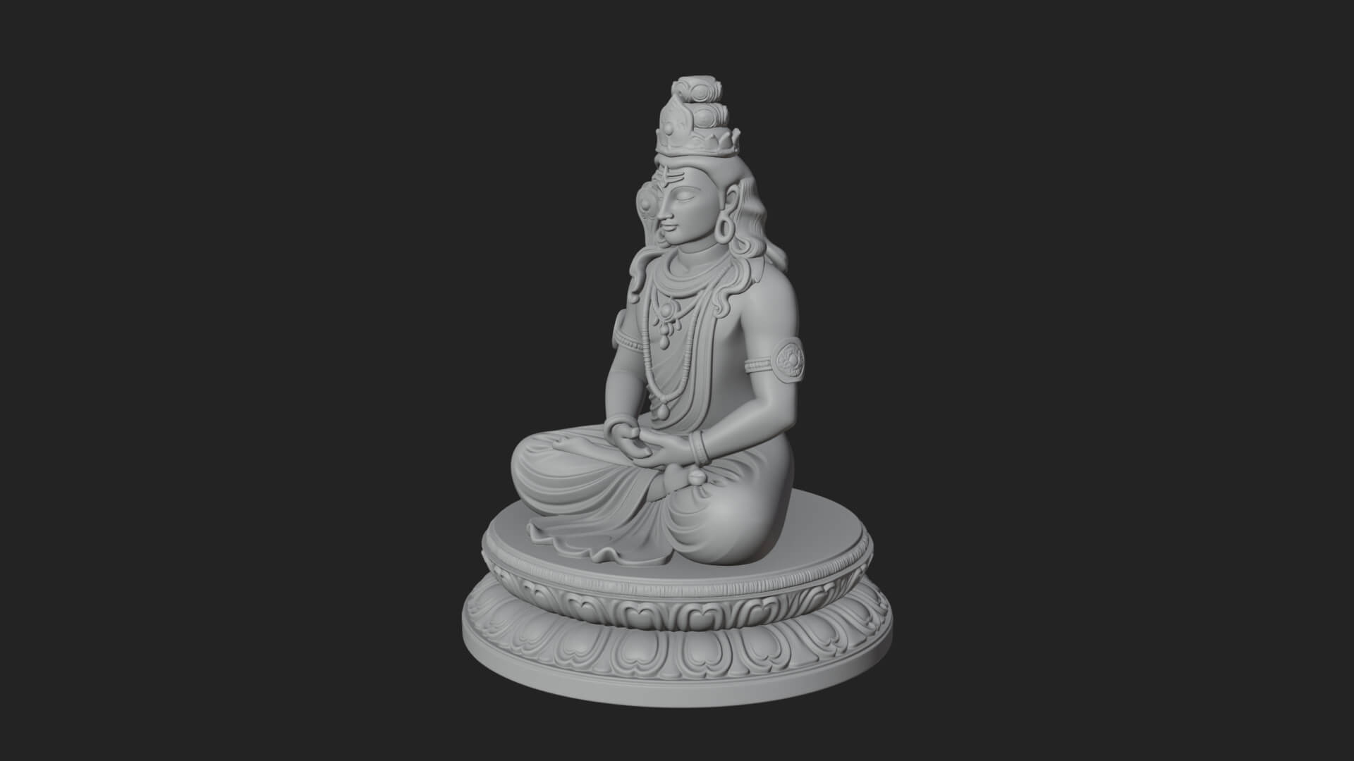 Seated Shiva on Lotus Statue Design 4 3D Print Model 3D Model