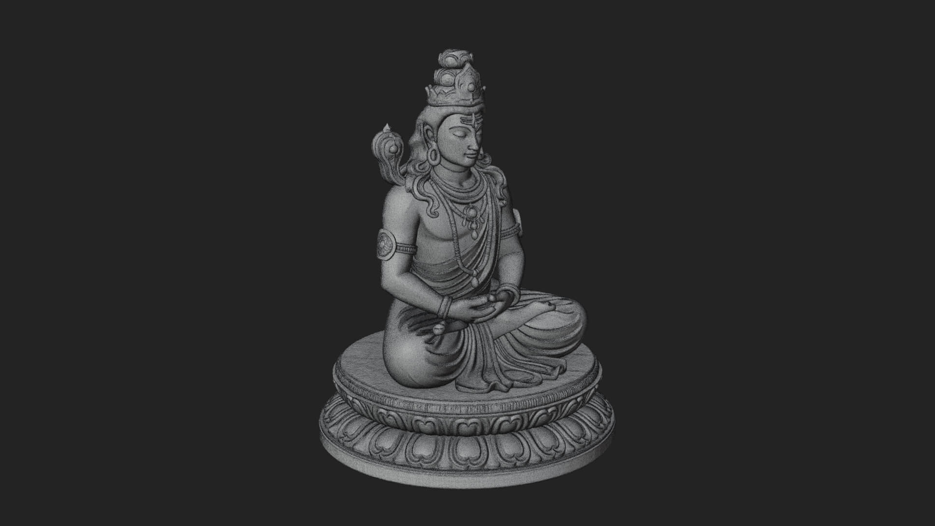 Seated Shiva on Lotus Statue Design 4 3D Print Model 3D Model