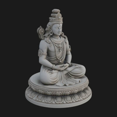 Seated Shiva on Lotus Statue Design 4 3D Print Model