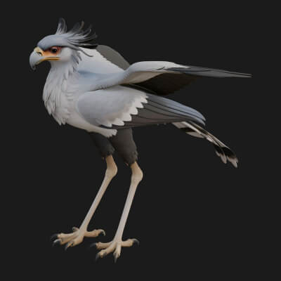 Secretary Bird Statue Design 1 3D Print Model