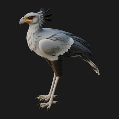 Secretary Bird Statue Design 2 3D Print Model