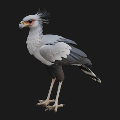 Secretary Bird Statue Design 3 3D Print Model