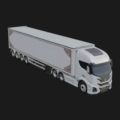 Semi Truck Model Design 16 3D Print Model
