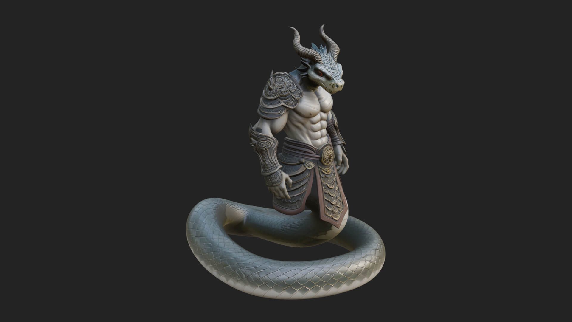 Serpent Bodied Naga Statue Design 1 3D Print Model 3D Model
