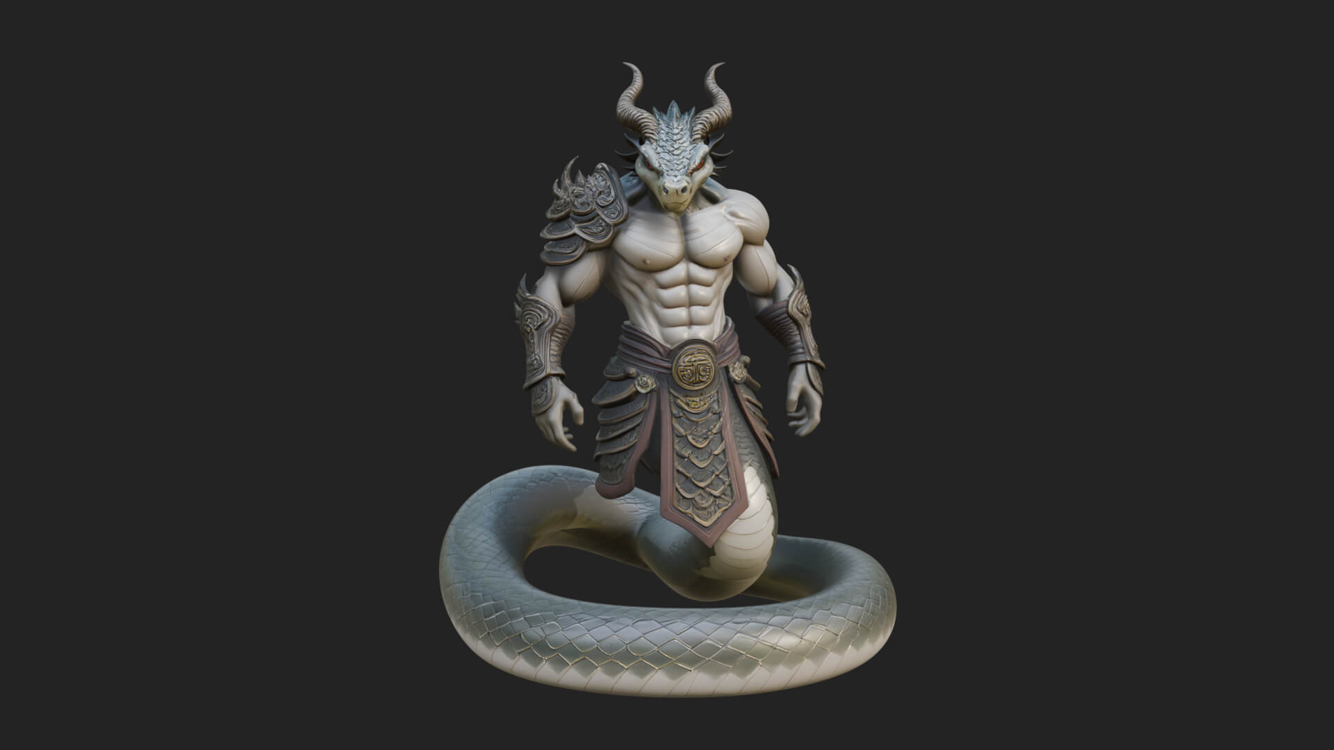 Serpent Bodied Naga Statue Design 1 3D Print Model 3D Model