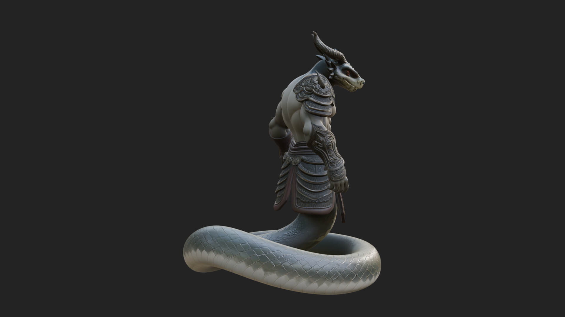 Serpent Bodied Naga Statue Design 1 3D Print Model 3D Model