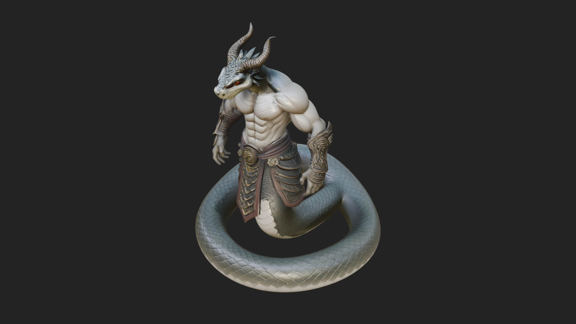 Serpent Bodied Naga Statue Design 1 3D Print Model 3D Model