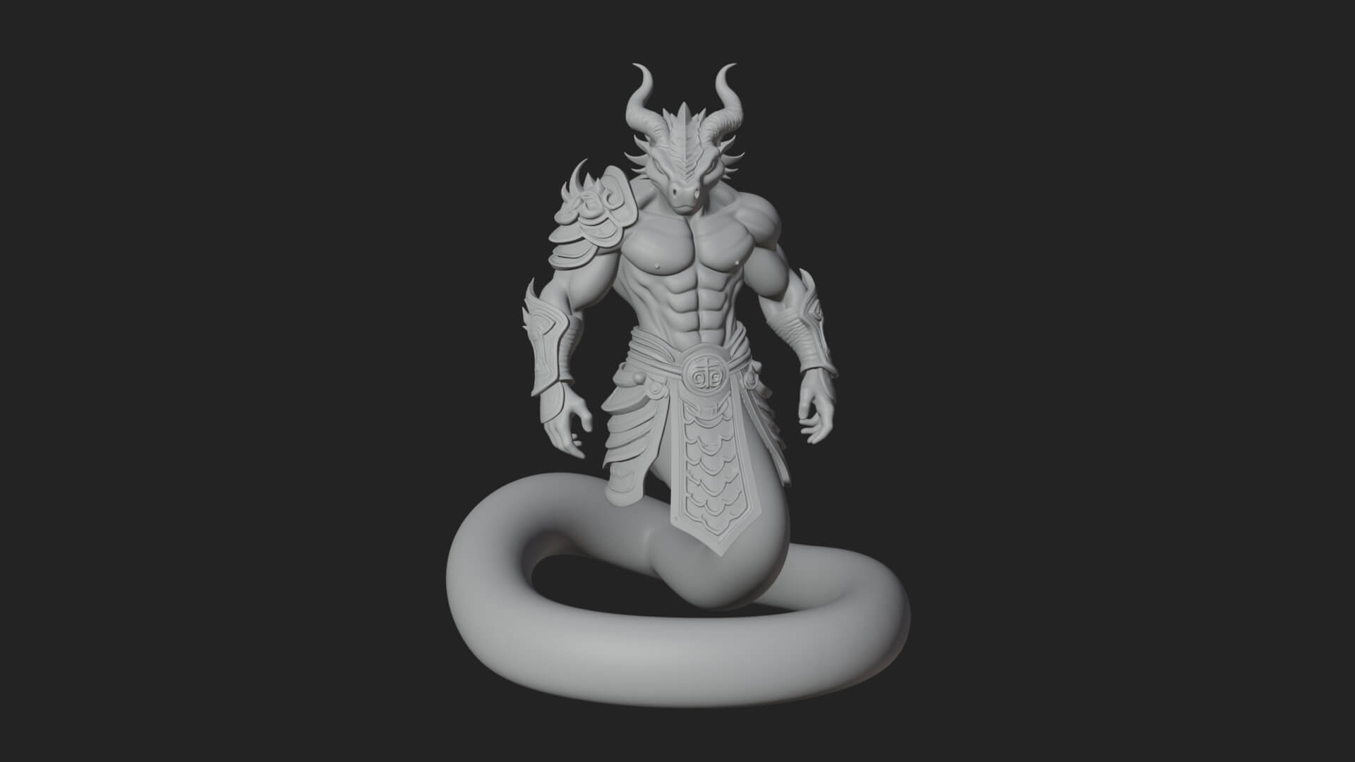 Serpent Bodied Naga Statue Design 1 3D Print Model 3D Model