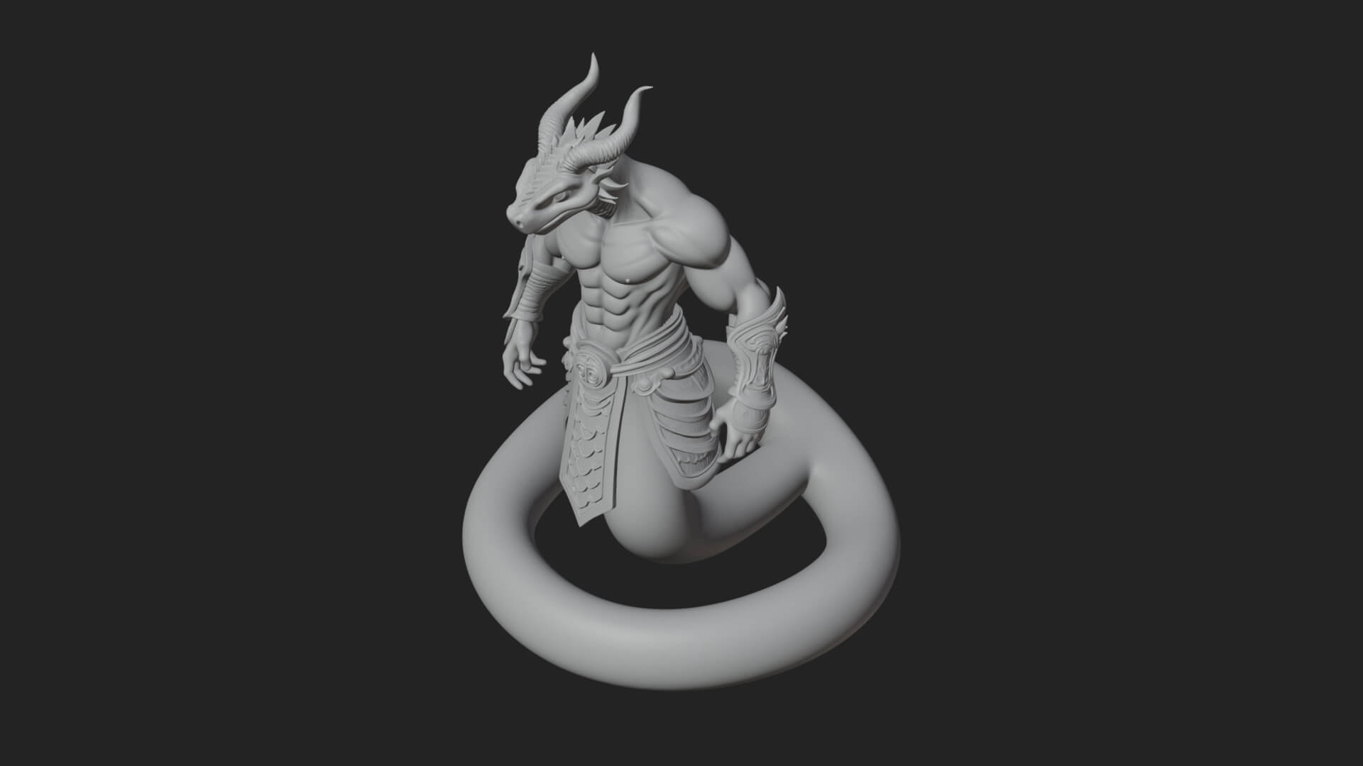Serpent Bodied Naga Statue Design 1 3D Print Model 3D Model