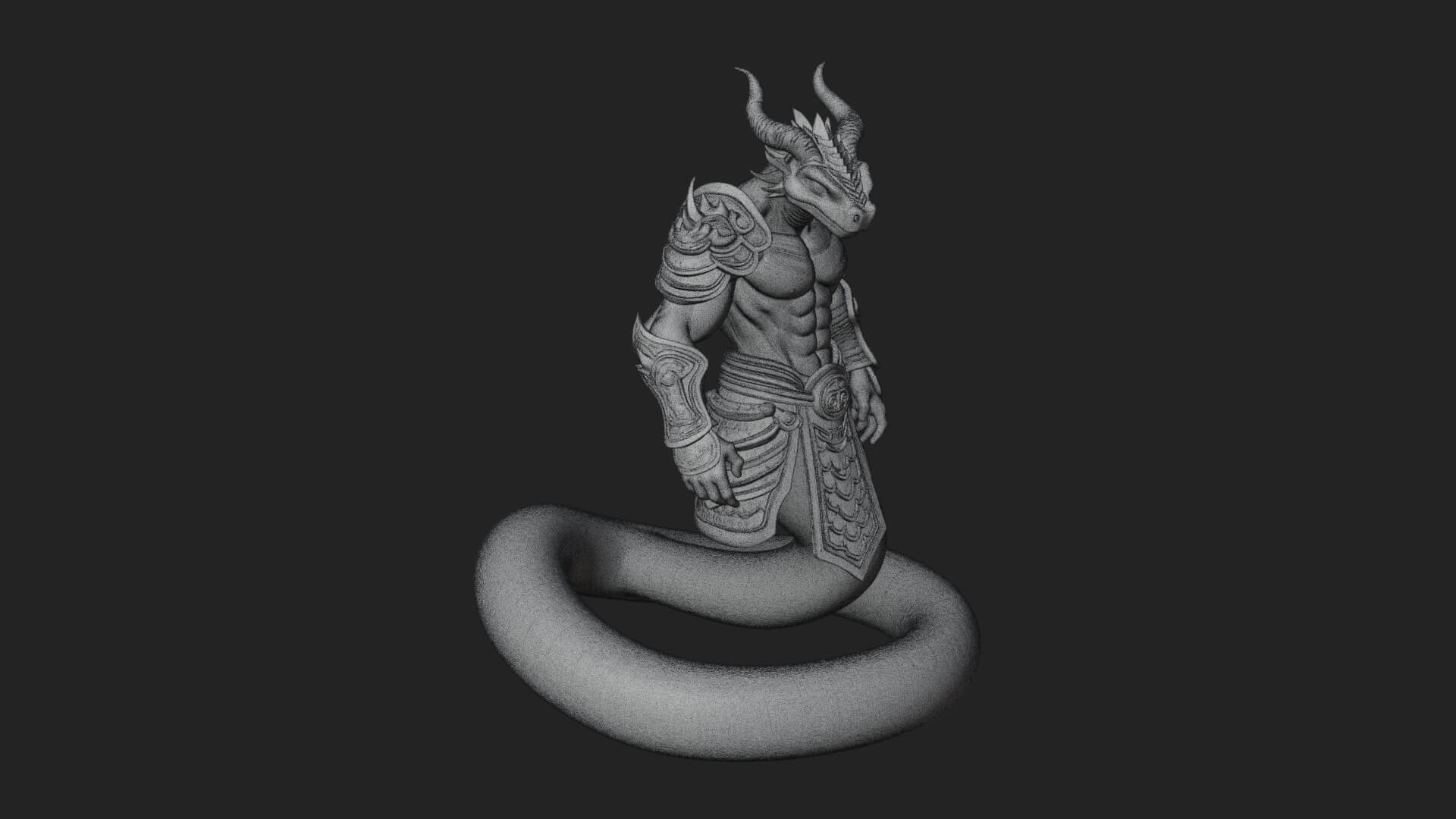 Serpent Bodied Naga Statue Design 1 3D Print Model 3D Model