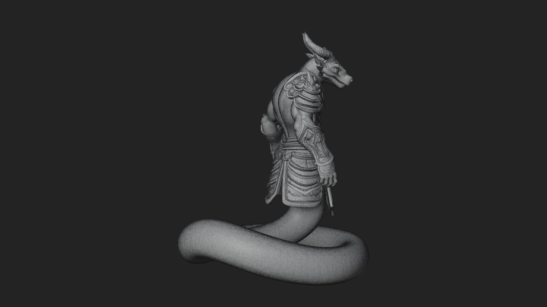 Serpent Bodied Naga Statue Design 1 3D Print Model 3D Model