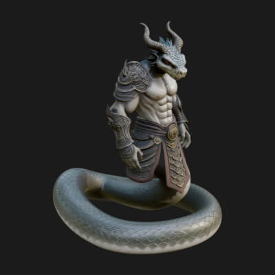 Serpent Bodied Naga Statue Design 1 3D Print Model