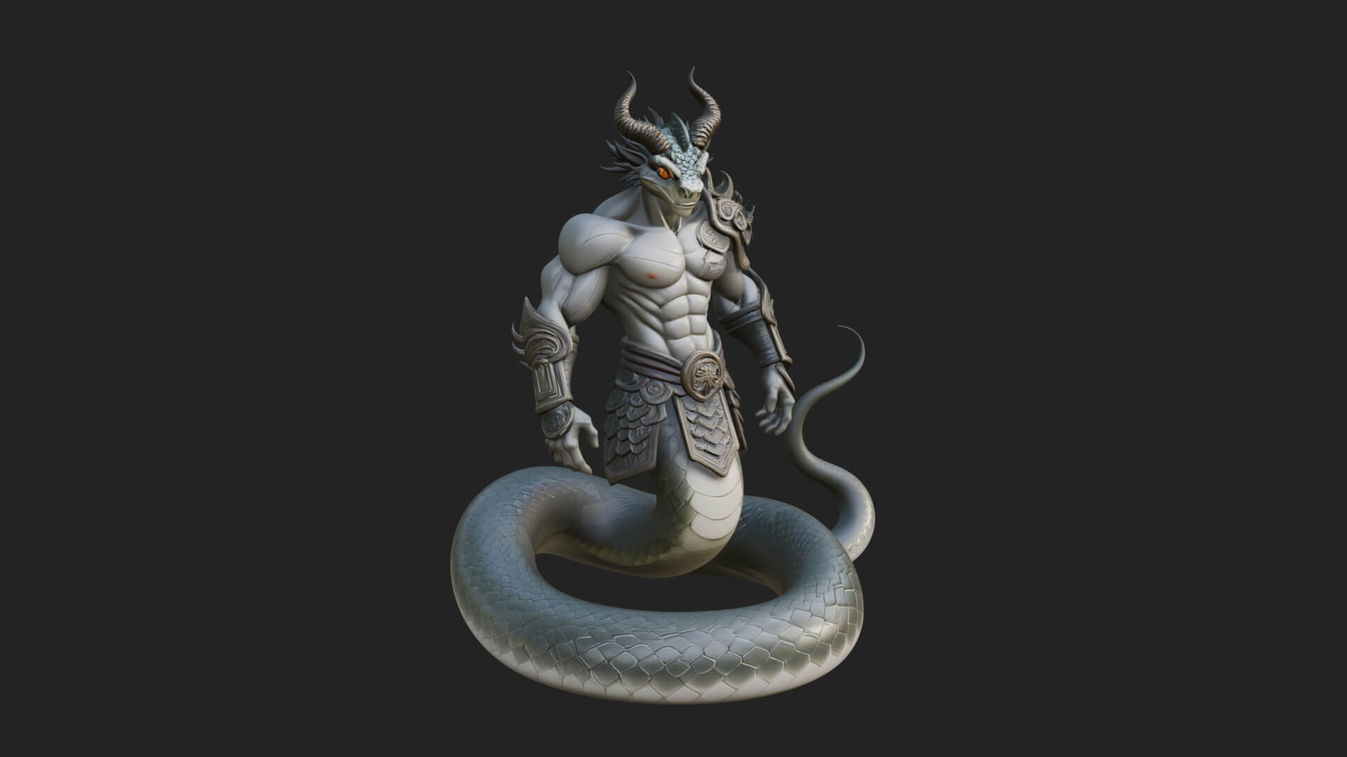 Serpent Bodied Naga Statue Design 2 3D Print Model 3D Model