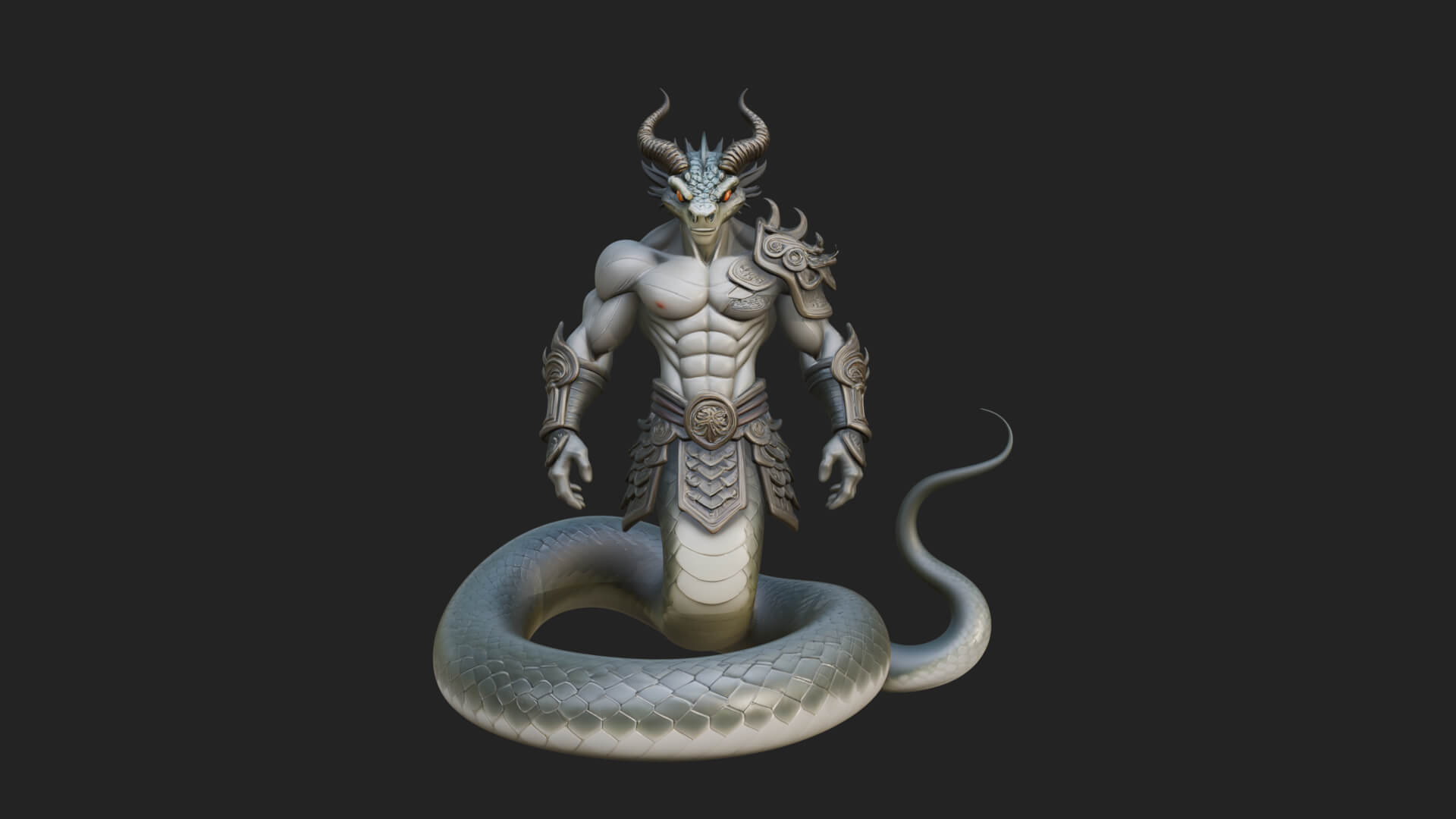 Serpent Bodied Naga Statue Design 2 3D Print Model 3D Model