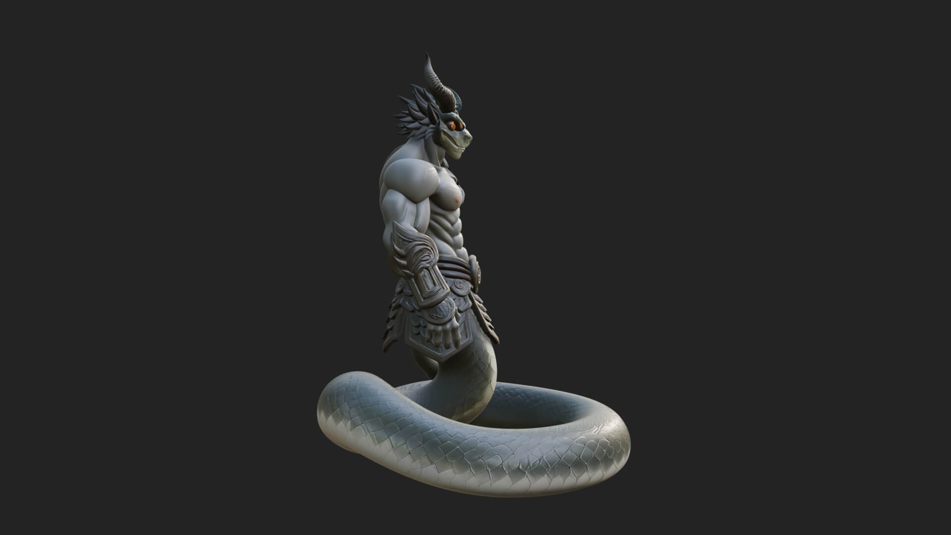 Serpent Bodied Naga Statue Design 2 3D Print Model 3D Model