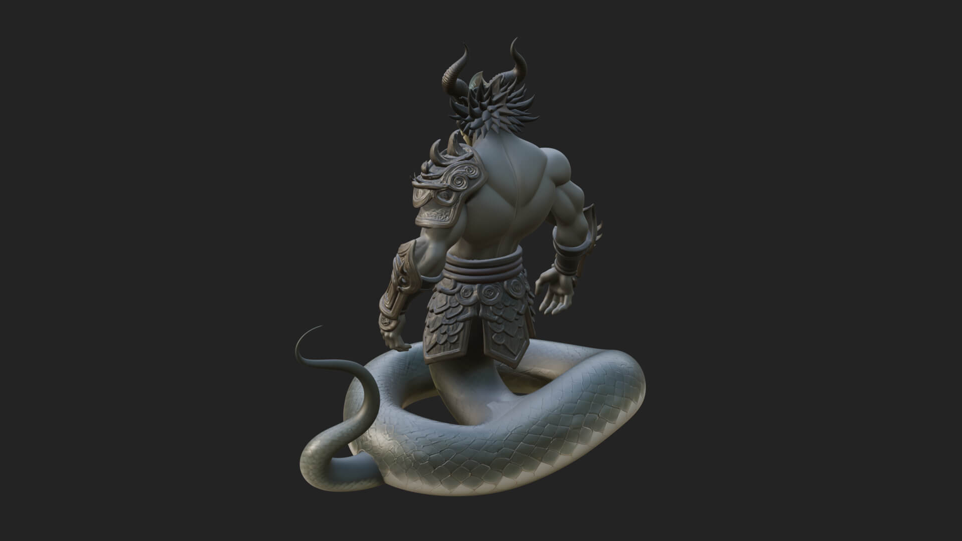 Serpent Bodied Naga Statue Design 2 3D Print Model 3D Model