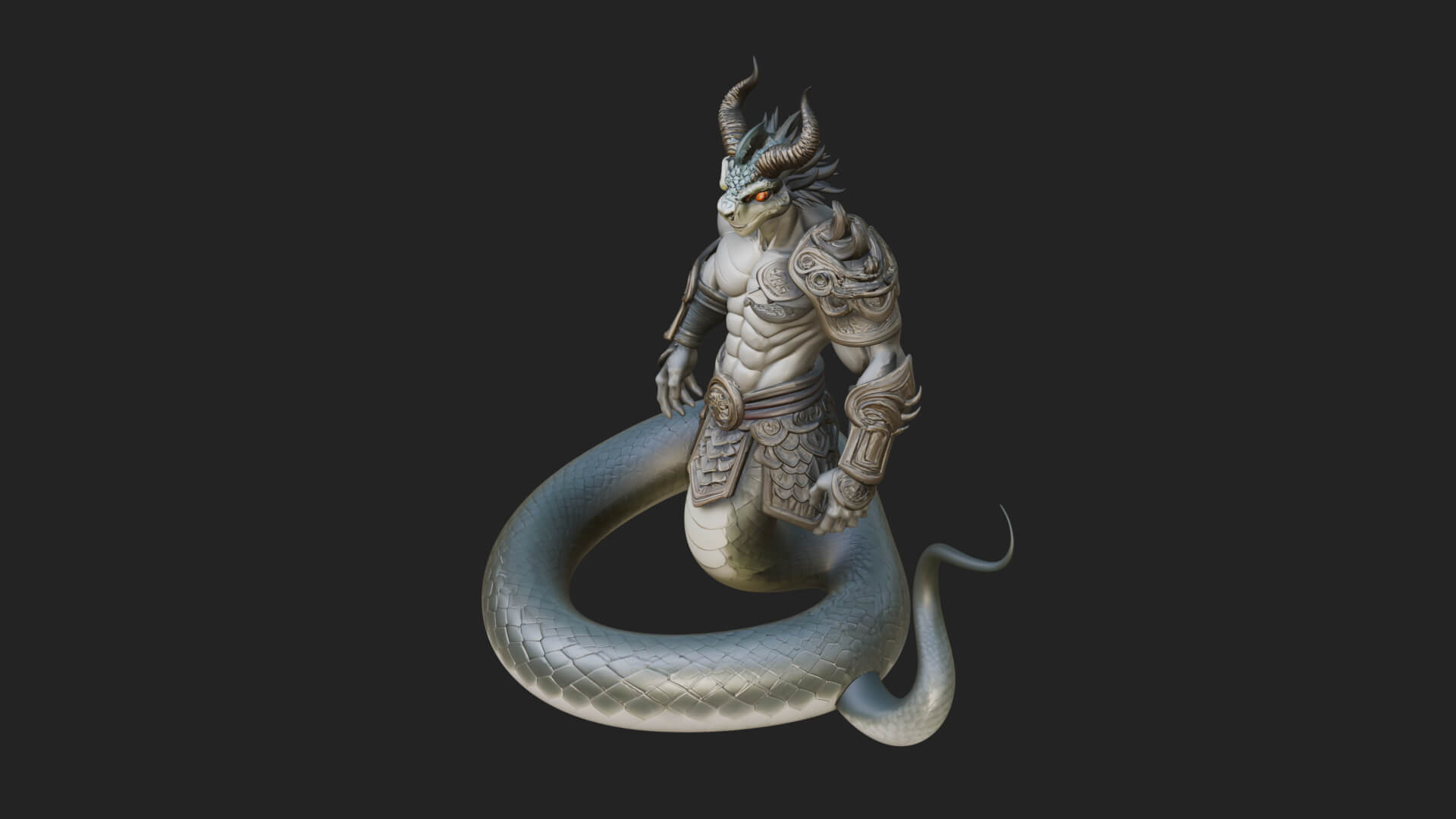Serpent Bodied Naga Statue Design 2 3D Print Model 3D Model