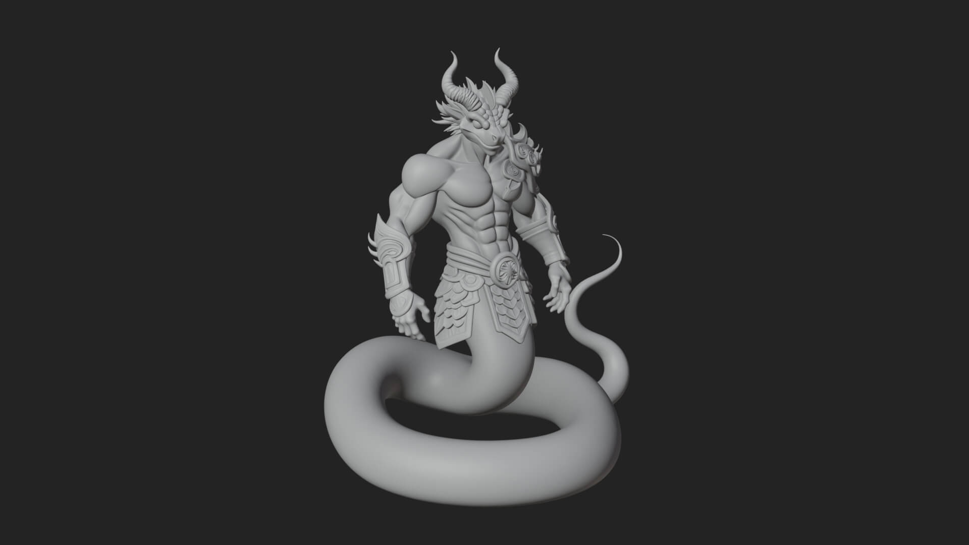 Serpent Bodied Naga Statue Design 2 3D Print Model 3D Model