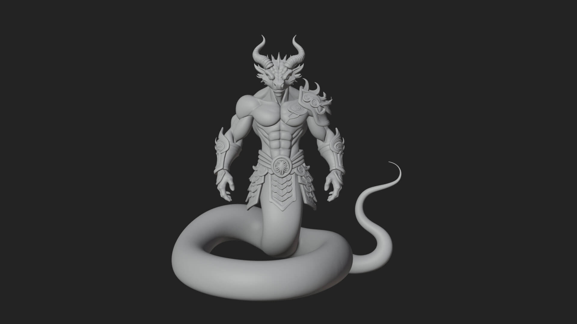 Serpent Bodied Naga Statue Design 2 3D Print Model 3D Model