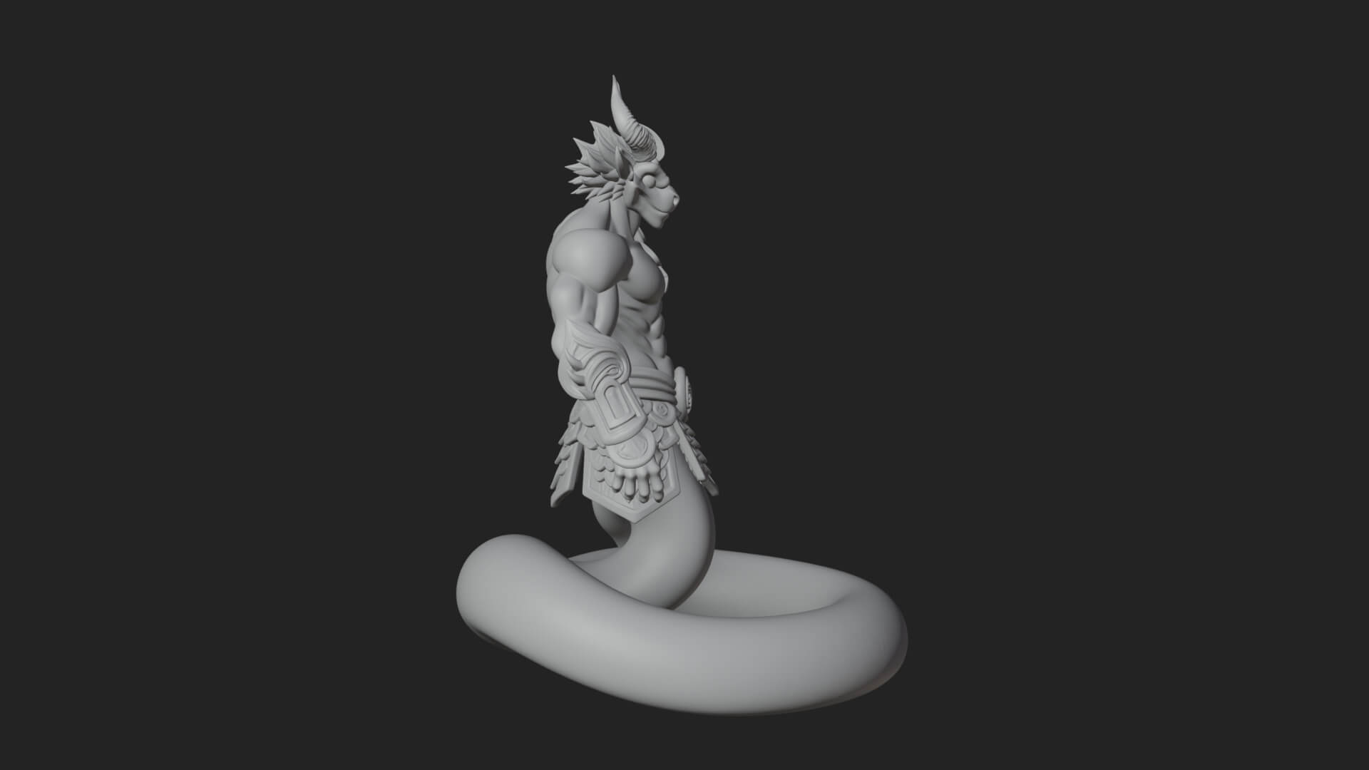 Serpent Bodied Naga Statue Design 2 3D Print Model 3D Model