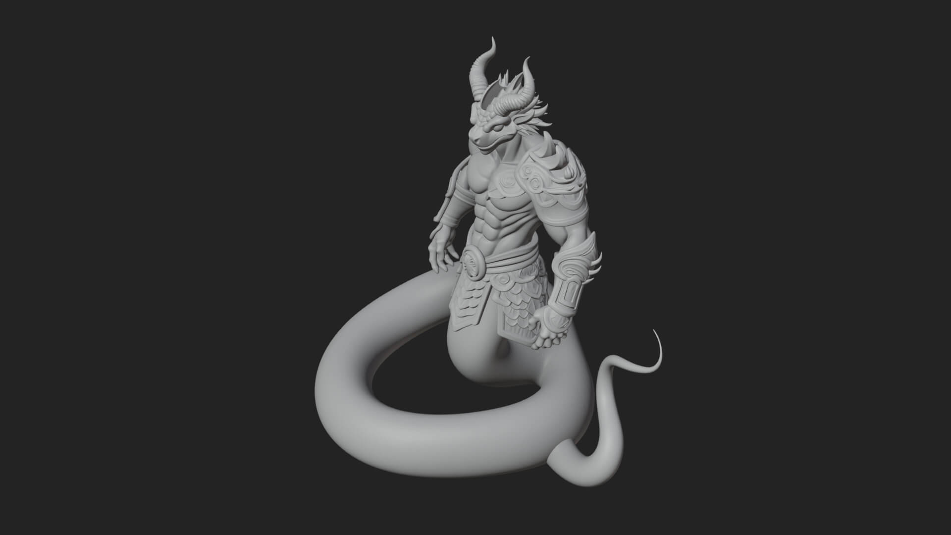 Serpent Bodied Naga Statue Design 2 3D Print Model 3D Model