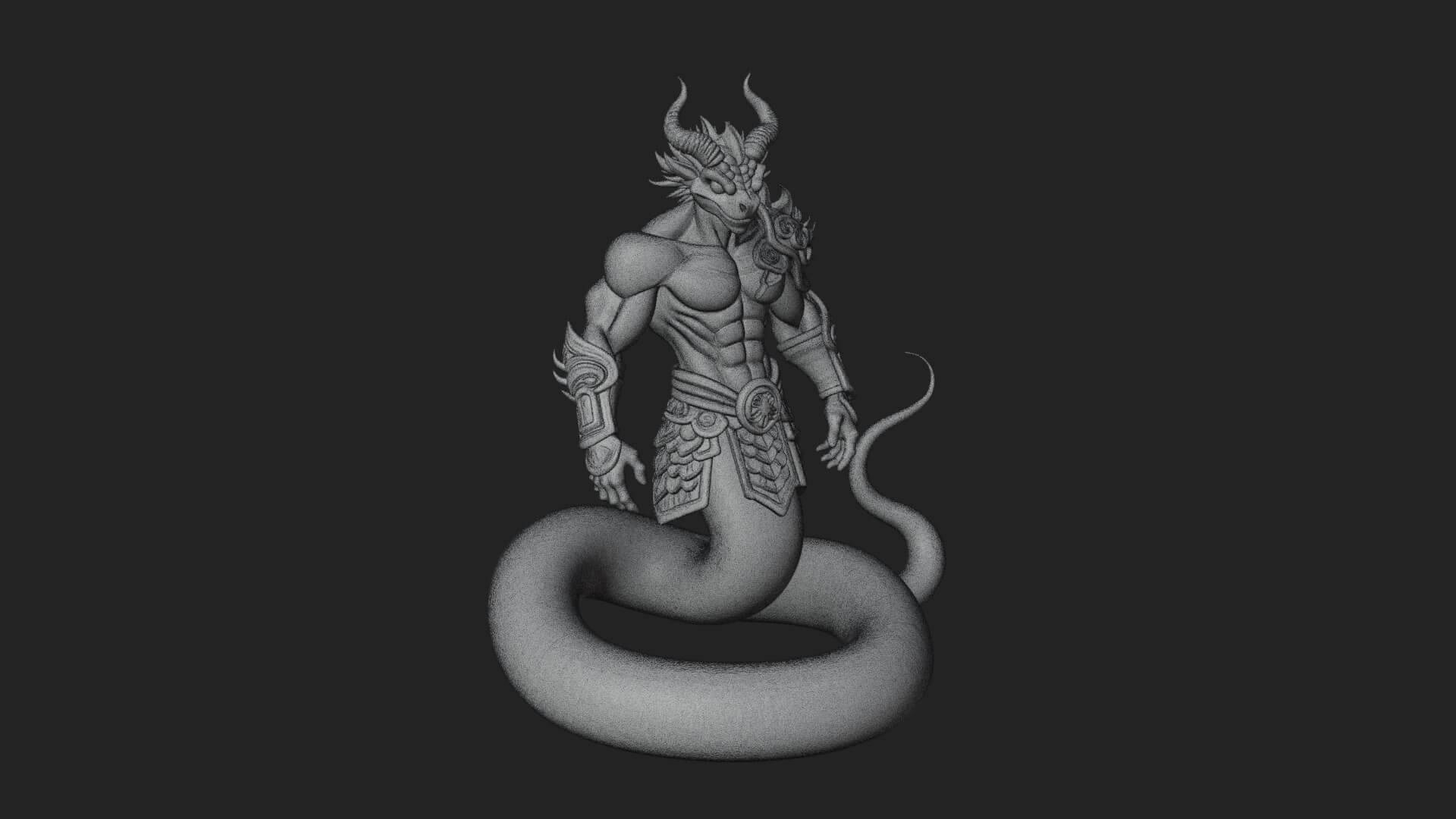Serpent Bodied Naga Statue Design 2 3D Print Model 3D Model