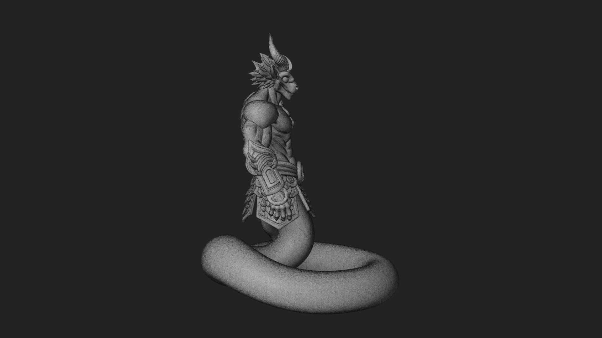 Serpent Bodied Naga Statue Design 2 3D Print Model 3D Model