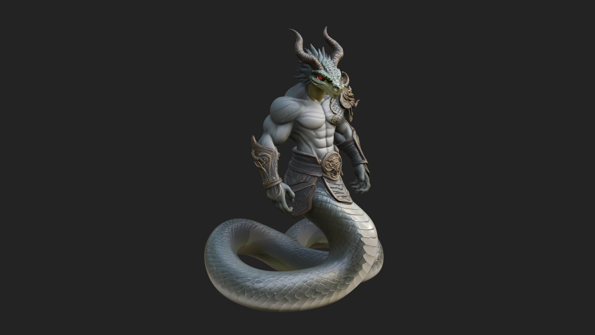 Serpent Bodied Naga Statue Design 3 3D Print Model 3D Model
