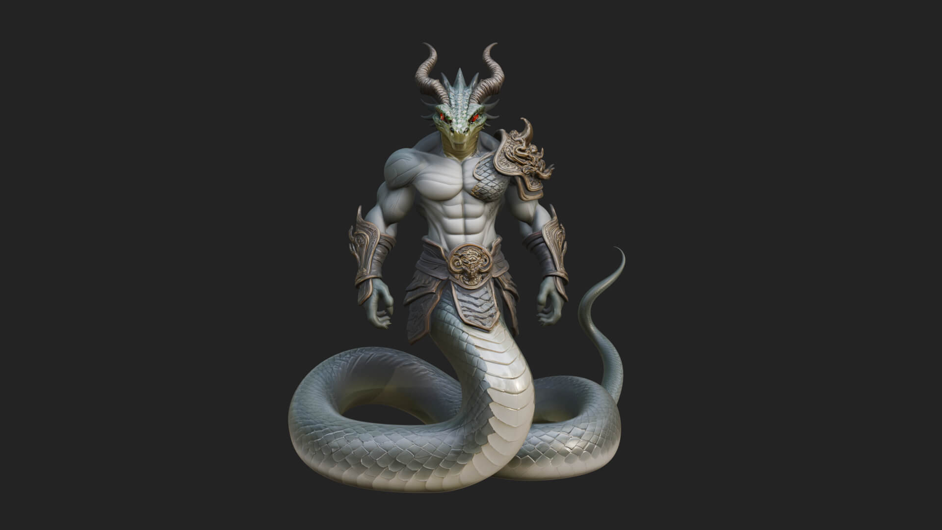 Serpent Bodied Naga Statue Design 3 3D Print Model 3D Model