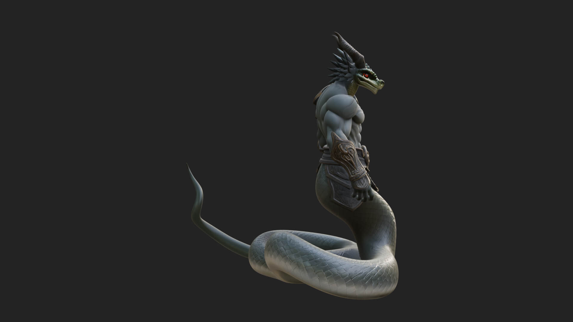 Serpent Bodied Naga Statue Design 3 3D Print Model 3D Model