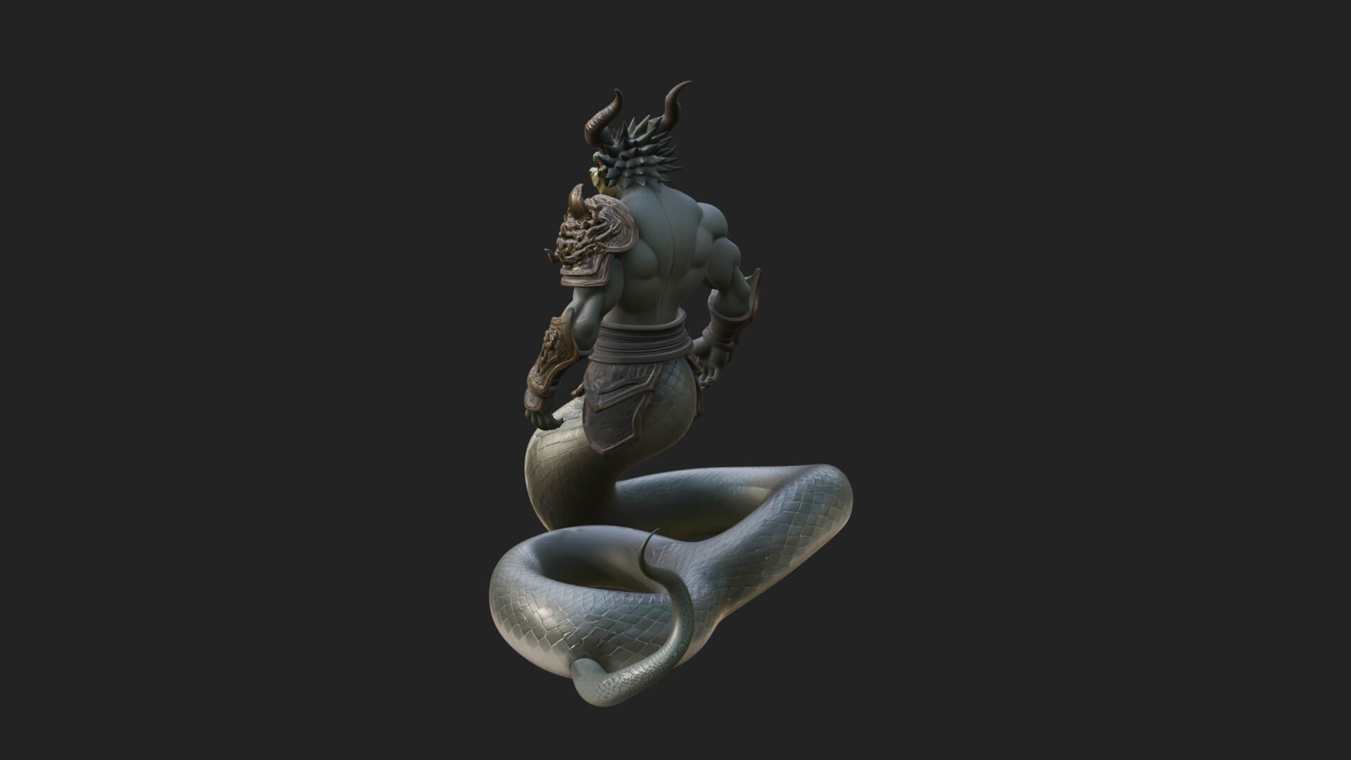 Serpent Bodied Naga Statue Design 3 3D Print Model 3D Model