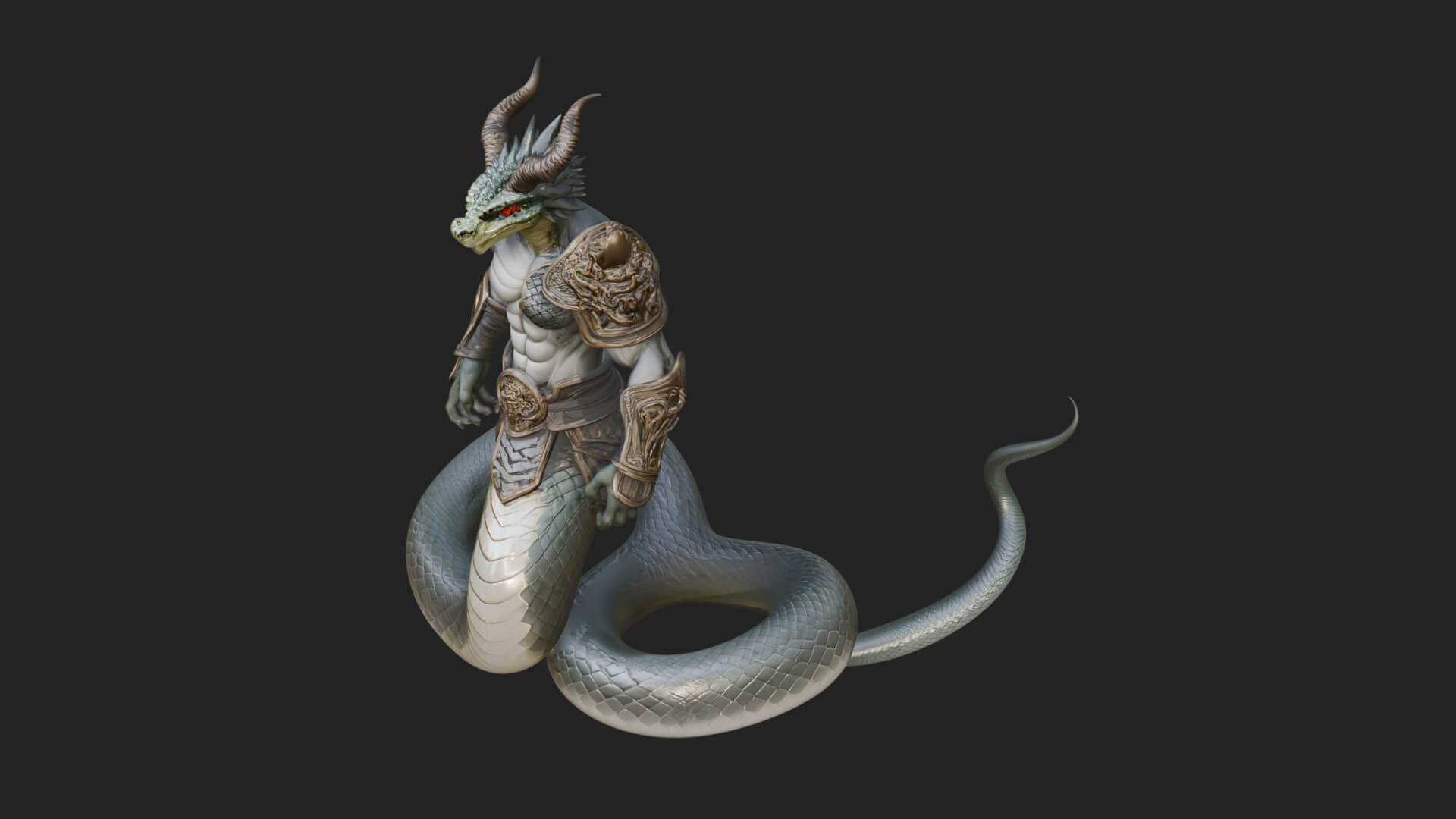 Serpent Bodied Naga Statue Design 3 3D Print Model 3D Model